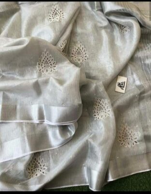 Exclusive Pure Tissue Linen Work Sarees (19)