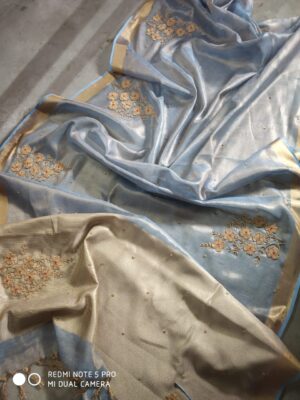Exclusive Pure Tissue Linen Work Sarees (24)