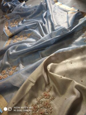 Exclusive Pure Tissue Linen Work Sarees (25)