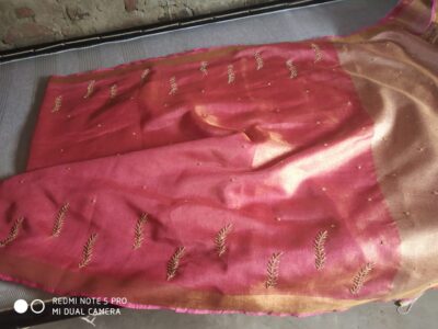 Exclusive Pure Tissue Linen Work Sarees (3)