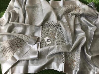 Exclusive Pure Tissue Linen Work Sarees (4)
