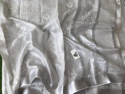 Exclusive Pure Tissue Linen Work Sarees (5)