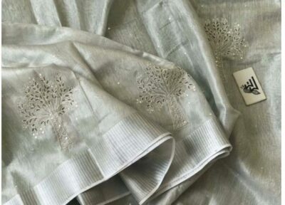 Exclusive Pure Tissue Linen Work Sarees (7)
