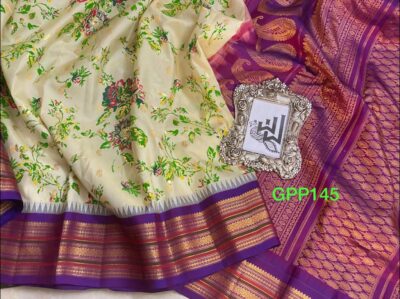 Gadwal Pure Silk With Floral Prints With Blouse (10)