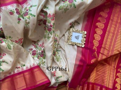 Gadwal Pure Silk With Floral Prints With Blouse (12)