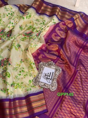 Gadwal Pure Silk With Floral Prints With Blouse (21)