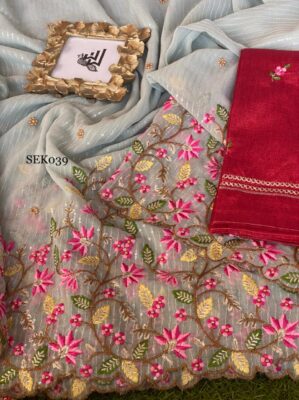 Georgette Sequence Embroidary Sarees (5)
