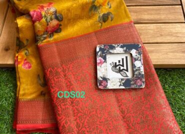 Latest Chiniya Pattu Floral Printed Sarees (8)