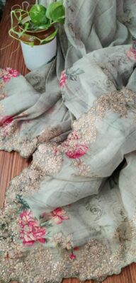 Latest Organza Silk Sarees With Embroidary (4)