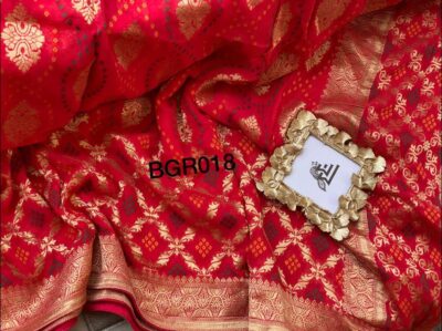 Pure Banaras Georgette Bandini Weaving Sarees (10)