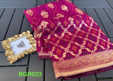 Pure Banaras Georgette Bandini Weaving Sarees (15)