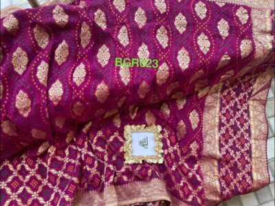 Pure Banaras Georgette Bandini Weaving Sarees (19)