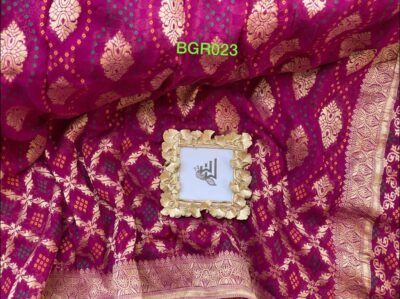 Pure Banaras Georgette Bandini Weaving Sarees (2)