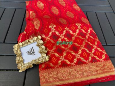 Pure Banaras Georgette Bandini Weaving Sarees (25)