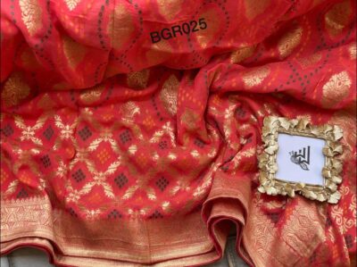 Pure Banaras Georgette Bandini Weaving Sarees (26)