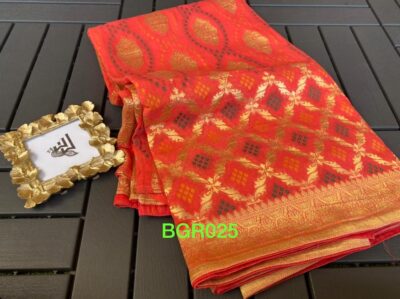 Pure Banaras Georgette Bandini Weaving Sarees (7)