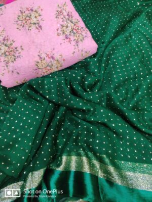 Pure Chiffon Designer Sarees With Floral Blouse (2)