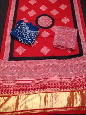 Pure Modal Silk Ajrakh Bandini Dress Materials (1)
