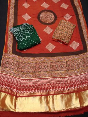 Pure Modal Silk Ajrakh Bandini Dress Materials (2)