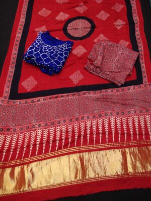 Pure Modal Silk Ajrakh Bandini Dress Materials (5)