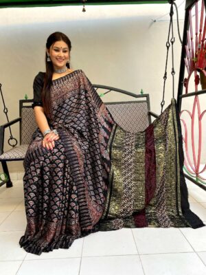 Pure Modal Silk Handblock Printed Sarees (8)
