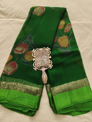 Pure Printed Chiffon Sarees With Blouse (56)