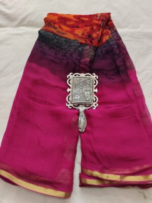 Pure Printed Chiffon Sarees With Blouse (7)
