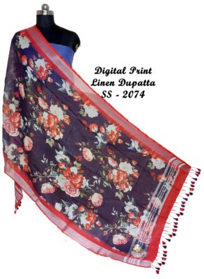 Pure Printed Linen Dupattas With Price (49)