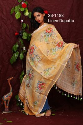 Pure Printed Linen Dupattas With Price (59)