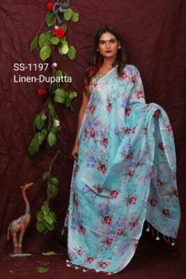 Pure Printed Linen Dupattas With Price (64)