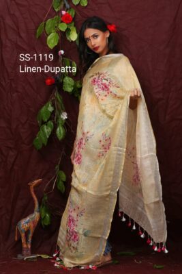 Pure Printed Linen Dupattas With Price (72)