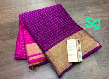 Pure Wrinkle Crepe Sarees With Checked Pattern (10)