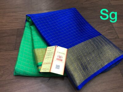 Pure Wrinkle Crepe Sarees With Checked Pattern (11)