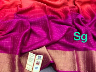 Pure Wrinkle Crepe Sarees With Checked Pattern (26)