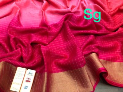 Pure Wrinkle Crepe Sarees With Checked Pattern (3)
