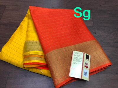 Pure Wrinkle Crepe Sarees With Checked Pattern (31)