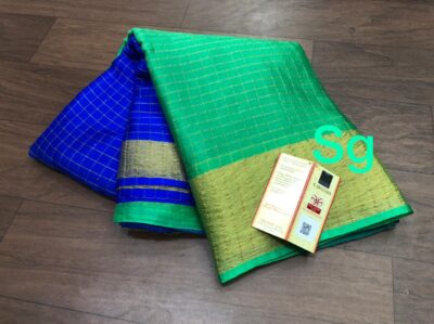 Pure Wrinkle Crepe Sarees With Checked Pattern (5)