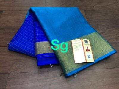 Pure Wrinkle Crepe Sarees With Checked Pattern (6)