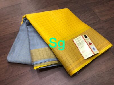Pure Wrinkle Crepe Sarees With Checked Pattern (8)