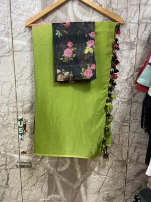 Pure Chinnon Plain Sarees With Blouse (70)