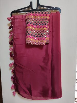 Pure Chinnon Shaded Sarees With Blouse (15)