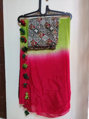 Pure Chinnon Shaded Sarees With Blouse (19)