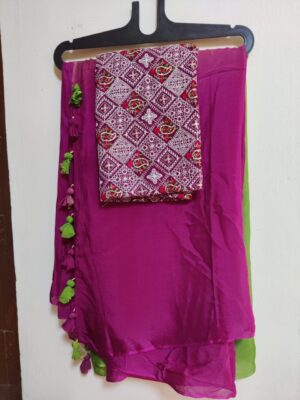 Pure Chinnon Shaded Sarees With Blouse (20)
