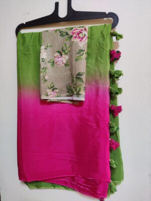Pure Chinnon Shaded Sarees With Blouse (24)