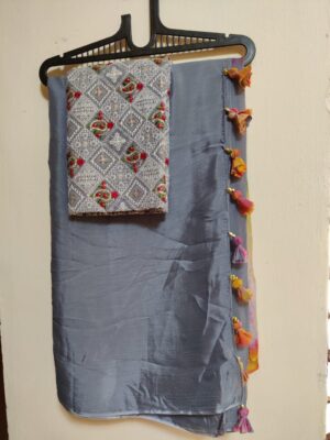 Pure Chinnon Shaded Sarees With Blouse (26)