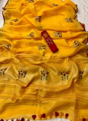 Exclusive Collection Of Embroidary Linen Sarees (14)