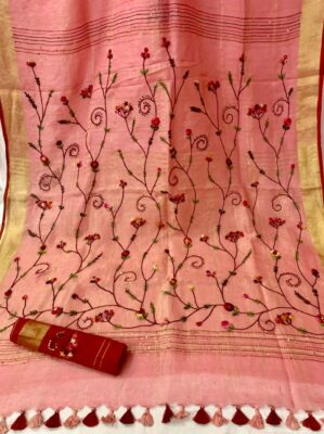 Exclusive Collection Of Embroidary Linen Sarees (20)