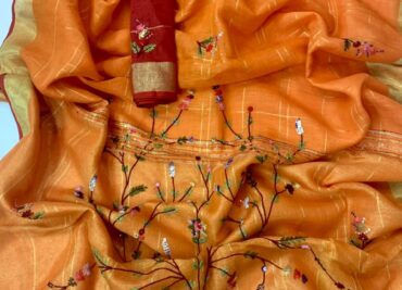 Exclusive Collection Of Embroidary Linen Sarees (22)