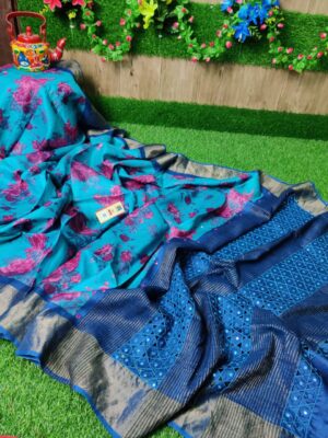 Pure Tussar Sarees With Cutwork (1)