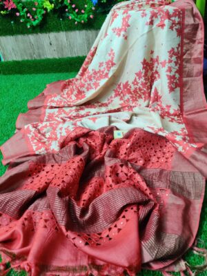 Pure Tussar Sarees With Cutwork (2)